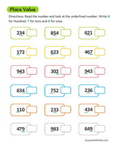 Place Value worksheet free 1st grade